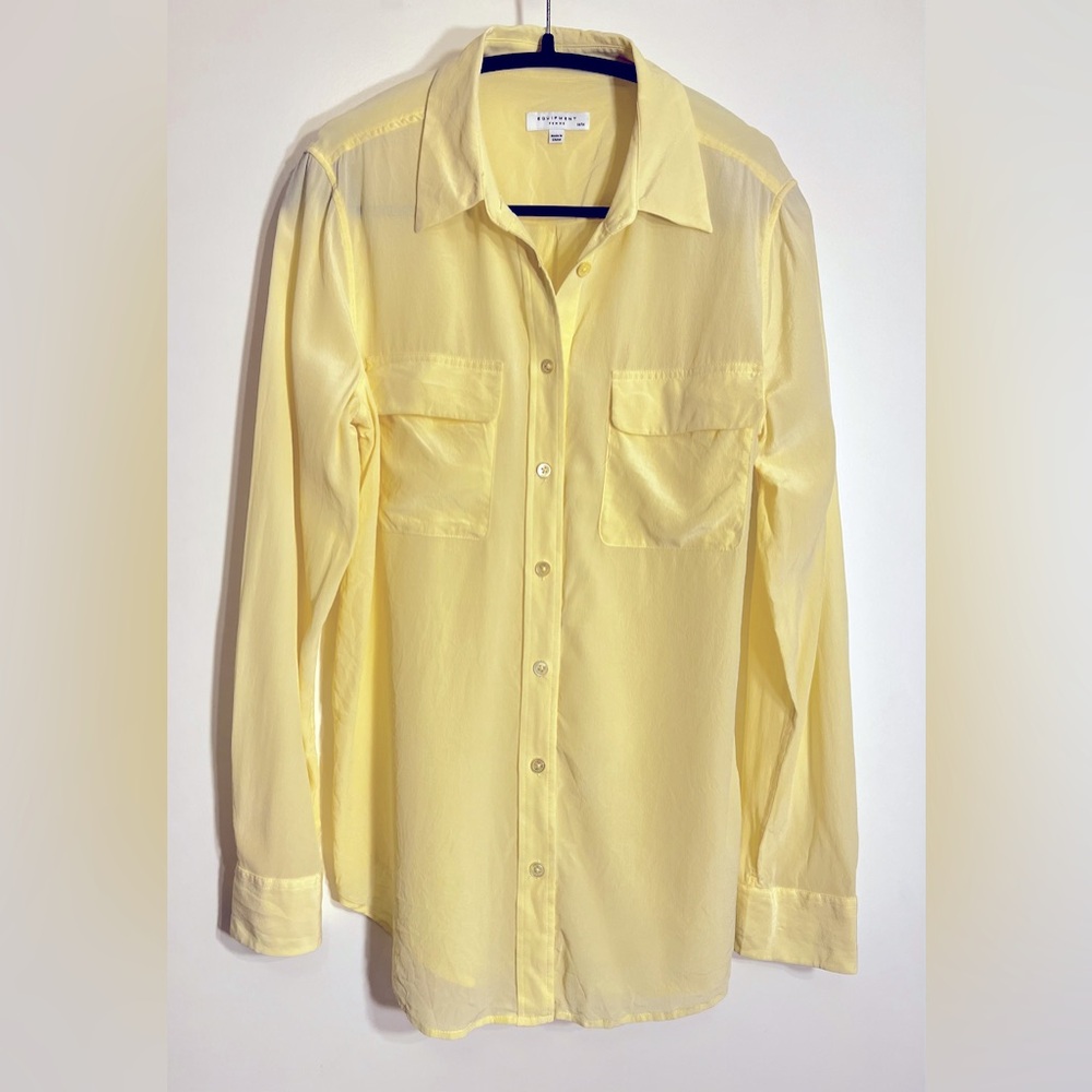 Equipment Yellow 100% Silk Button Up